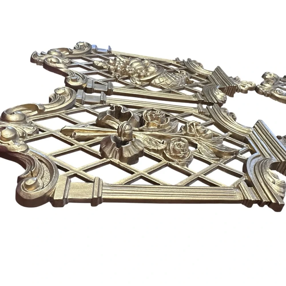 Vintage 1971 Dart Gold Wall Plaques Hollywood Regency Set of‎ 4